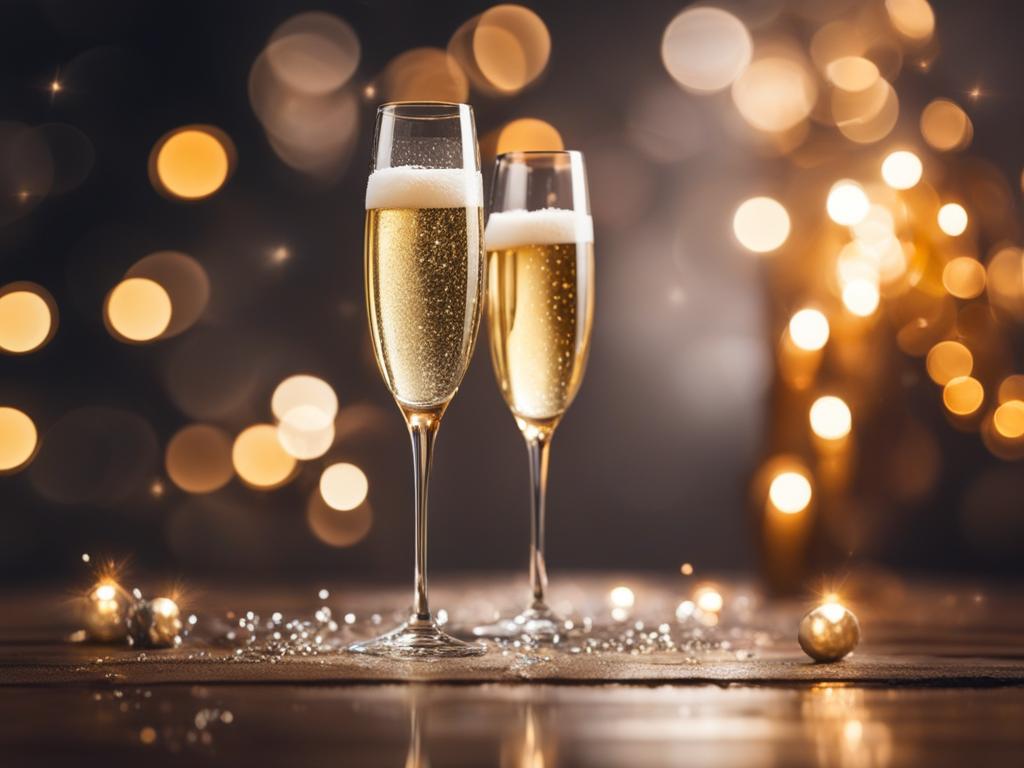 Copas de Champagne burbujeantes durante una celebración