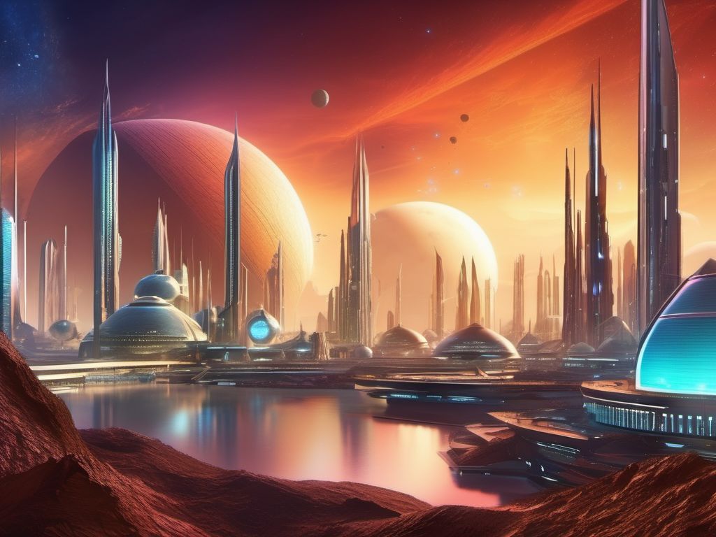 Ciudad futurista en exoplaneta