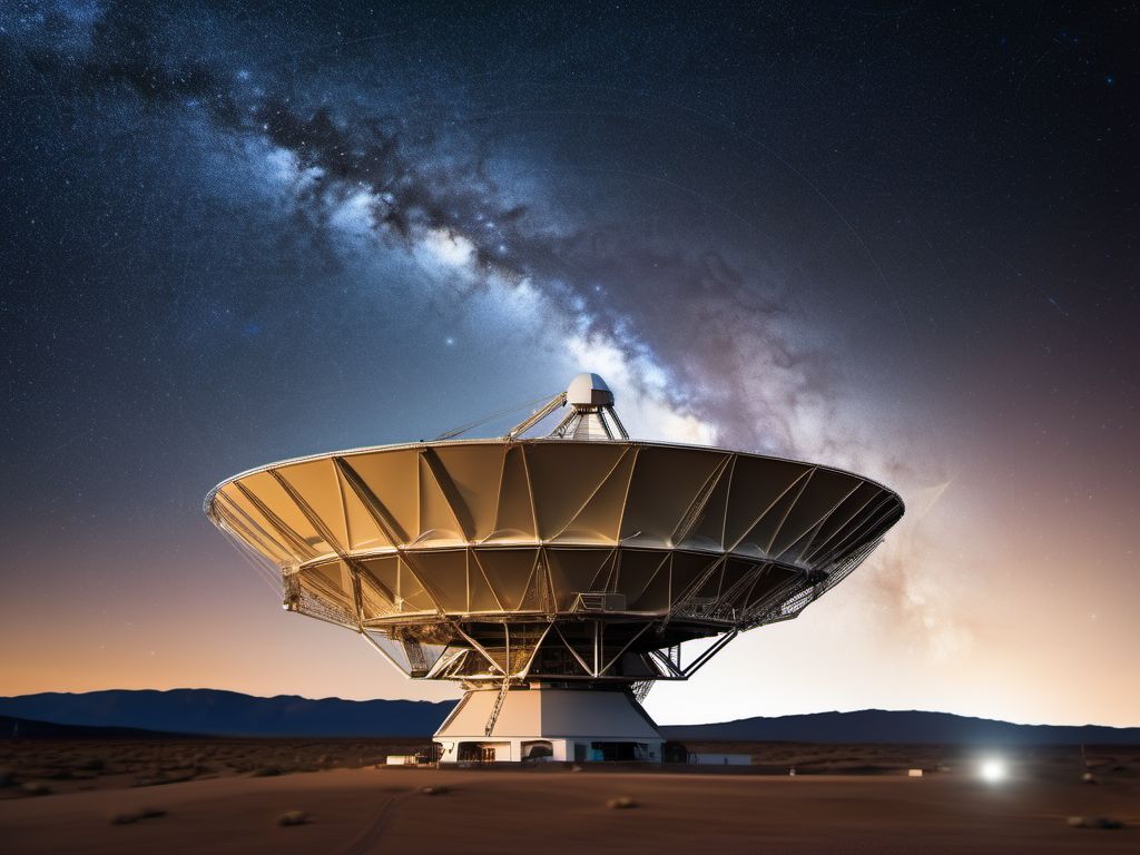 Telescopio radioastronómico buscando señales